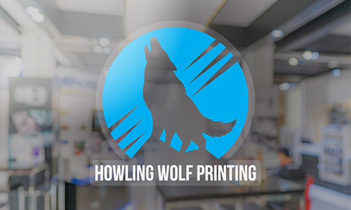 Custom howling wolf printing sticker on glass.